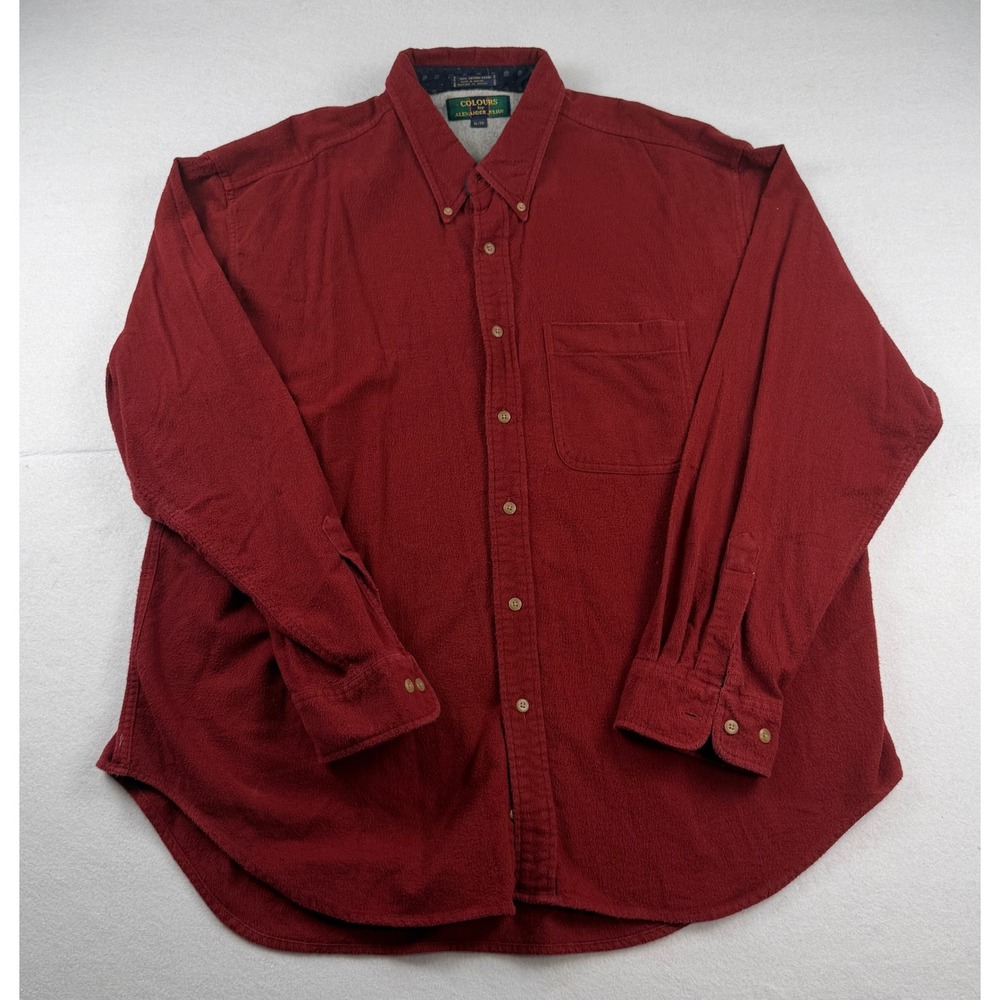 Vintage Alexander Julian Colours Red Chamois Cloth Button Down Shirt XL Cotton - Picture 1 of 7